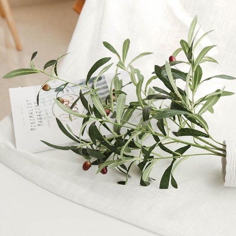 CÀNH OLIU GIẢ 10 NHÁNH 8 QUẢ HẰNG DECOR 90CM
