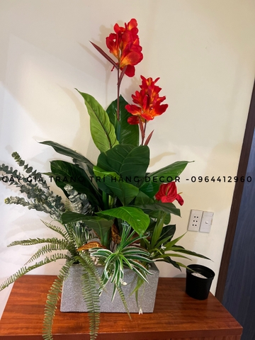 CÂY HOA DONG ĐỎ TRANG TRÍ HẰNG DECOR 1M2