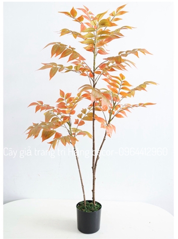 CÂY GỖ SƠN MÀI GIẢ TRANG TRÍ 1M( XANH, CAM)
