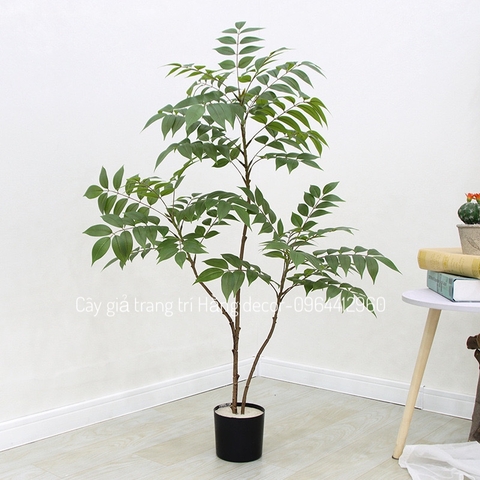 CÂY GỖ SƠN MÀI GIẢ TRANG TRÍ 1M( XANH, CAM)