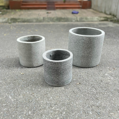 CHẬU XI MĂNG TRÒN ĐÁ MÀI ( 20CM,25CM,30CM)