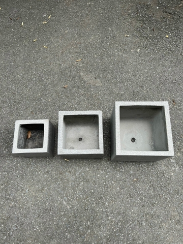 CHẬU XI MĂNG VUÔNG ĐÁ MÀI (20cm,25cm,30cm)