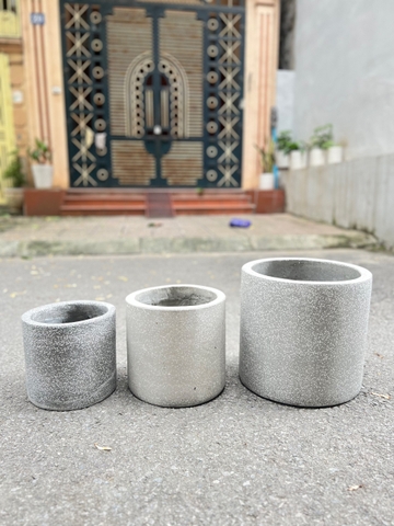 CHẬU XI MĂNG TRÒN ĐÁ MÀI ( 20CM,25CM,30CM)