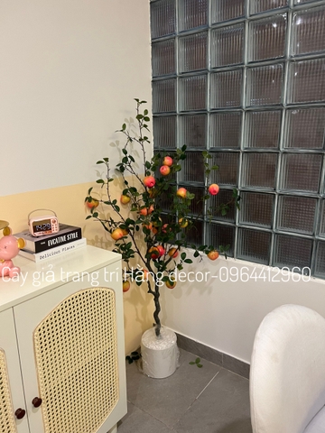 CÂY QUẢ TÁO GIẢ TRANG TRÍ HẰNG DECOR 1M4
