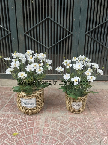 GIỎ HOA CÚC GIẢ TRANG TRÍ 40CM
