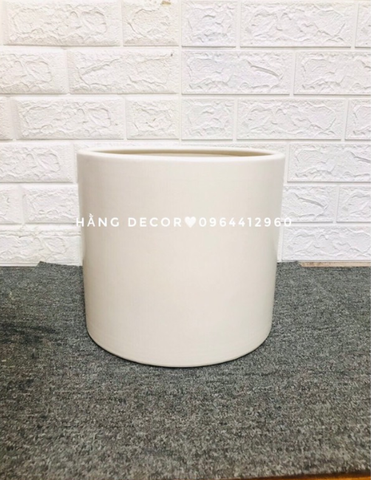 CHẬU GỐM TRỤ TRẮNG TRỒNG CÂY HẰNG DECOR (18cm,20cm,22cm ,26cm)