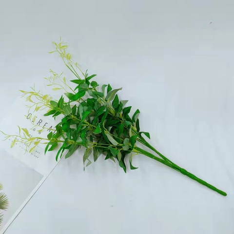 Cành dâu mầm giả 5 nhánh 50cm (bạc, xanh)