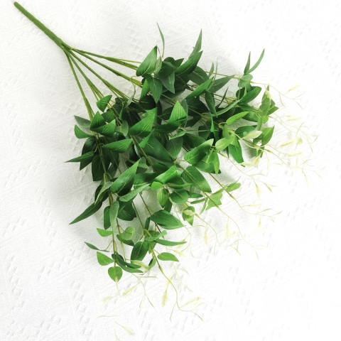Cành dâu mầm giả 5 nhánh 50cm (bạc, xanh)