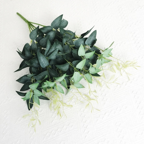 Cành dâu mầm giả 5 nhánh 50cm (bạc, xanh)