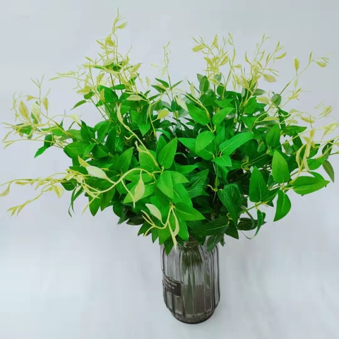 Cành dâu mầm giả 5 nhánh 50cm (bạc, xanh)