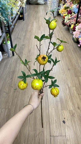 Cành lựu 6 quả không hoa đỏ,cam (80cm)