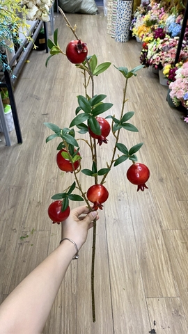 Cành lựu 6 quả không hoa đỏ,cam (80cm)