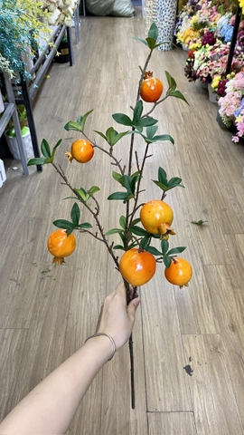 Cành lựu 6 quả không hoa đỏ,cam (80cm)