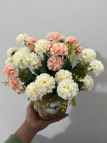Giỏ hoa tú cầu nhí giả trang trí 30cm