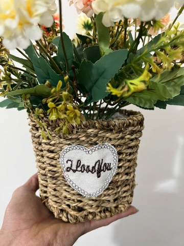 Giỏ hoa tú cầu nhí giả trang trí 30cm