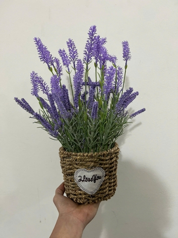 GIỏ hoa lavender tím giả 30cm
