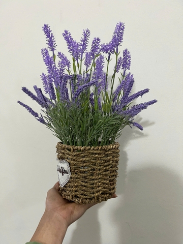 GIỏ hoa lavender tím giả 30cm