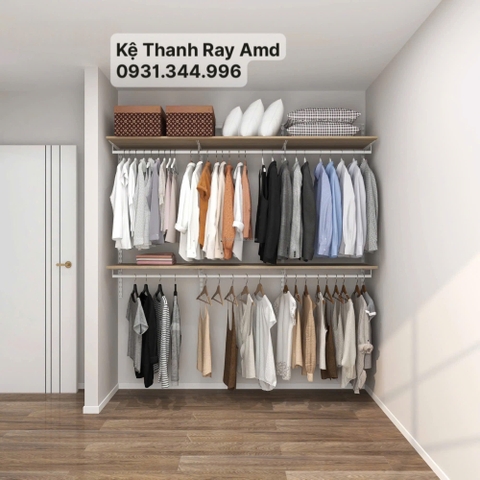 Kệ thanh ray Amd treo quần áo ngang 1.8m x 2.4m giá 1.570.000