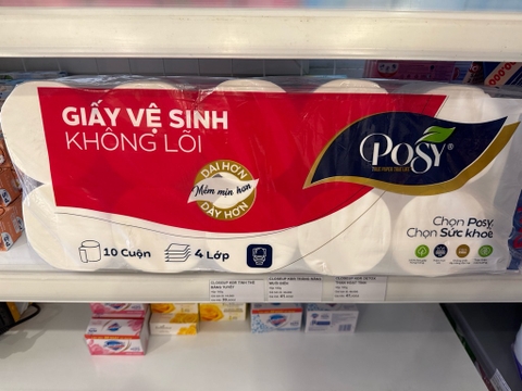 Giấy vệ sinh Không lõi 4 lớp Posy - Túi 10 cuộn