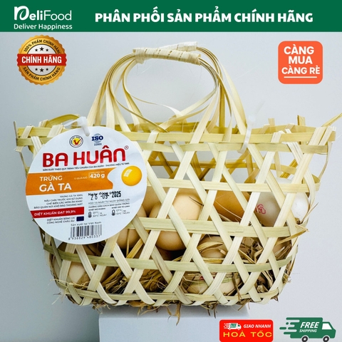 Trứng gà ta Ba Huân - giỏ 12 quả