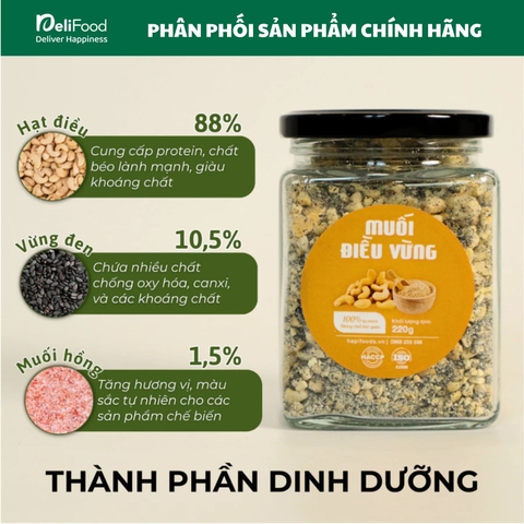 Muối điều vừng HAPI - Lọ thủy tinh 220g