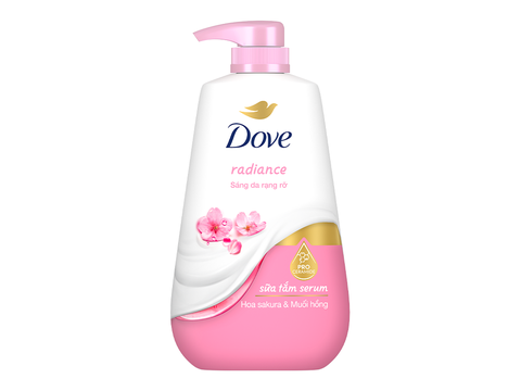 DOVE Sữa tắm Serum hương hoa sakura và muối hồng - chai 500g