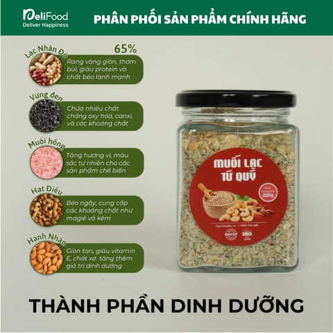 Muối lạc tứ quý HAPI - Lọ thủy tinh 220g
