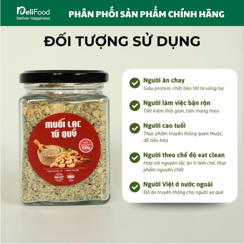 Muối lạc tứ quý HAPI - Lọ thủy tinh 220g
