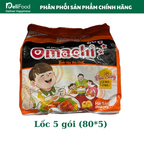Lốc 5 gói Mì khoai tây Omachi hải sản chua cay - Túi 400g (5*80g)