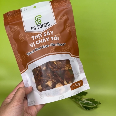 Thịt sấy vị cháy tỏi F3 Food - gói 50g