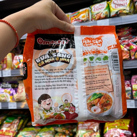 Lốc 5 gói Mì khoai tây Omachi hải sản chua cay - Túi 400g (5*80g)