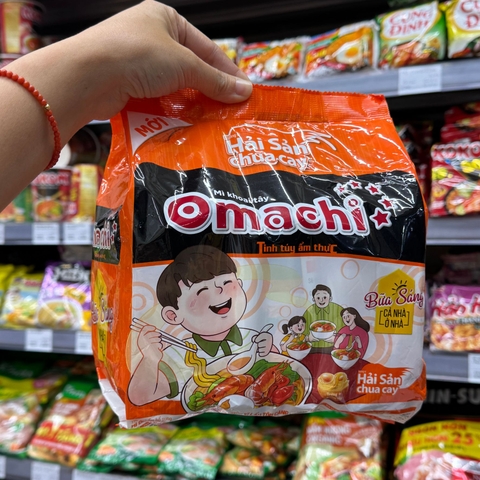 Lốc 5 gói Mì khoai tây Omachi hải sản chua cay - Túi 400g (5*80g)