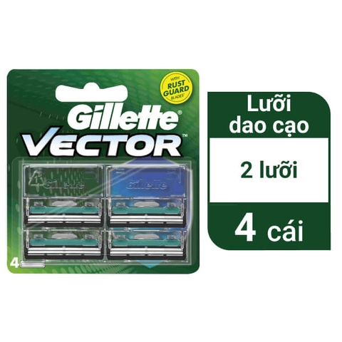 Lưỡi Dao Cạo Râu Gillette Vector - Set 4 Lưỡi Thay Thế