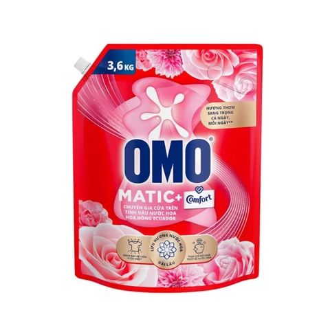 OMO Nước giặt Matic chuyên gia cửa trên Comfort hương hoa hồng Ecuador - Túi 3,6kg