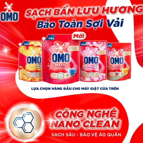 OMO Nước giặt Matic chuyên gia cửa trên Comfort hương hoa hồng Ecuador - Túi 3,6kg