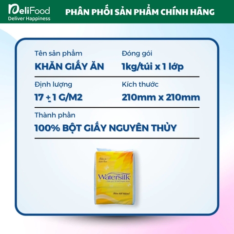 Khăn ăn đóng cân Water Silk 1 lớp K210 - Túi 1kg