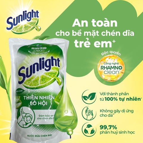 SUNLIGHT Nước rửa chén Thiên Nhiên Lô Hội - Túi 720g