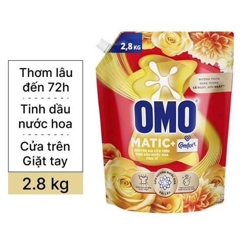 OMO Nước Giặt Máy giặt Cửa Trên Tinh Dầu Nước Hoa Tinh Tế - Túi 2.8kg
