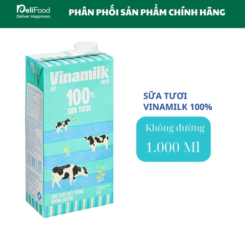 SỮA TƯƠI VINAMILK 100% KHÔNG ĐƯỜNG  - 1 Lít