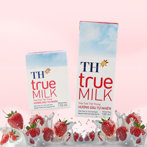 Sữa tươi tiệt trùng TH TrueMilk Dâu - Hộp 180ml