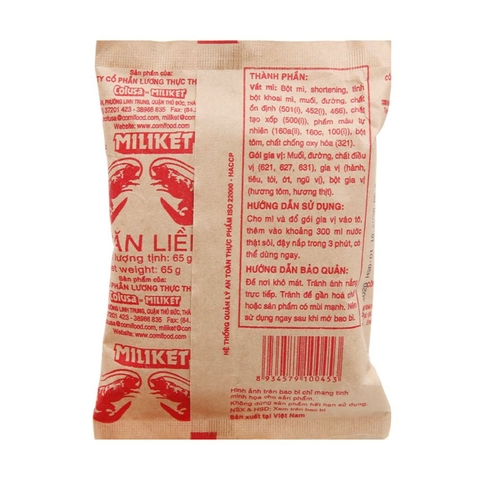 Mì Miliket gói giấy - Gói 65g