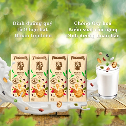 SỮA HẠT 9 LOẠI HẠT VINAMILK ít đường - Hộp 180ml