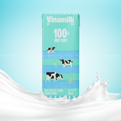 Sữa tươi Vinamilk 100% không đường - Hộp 180ml