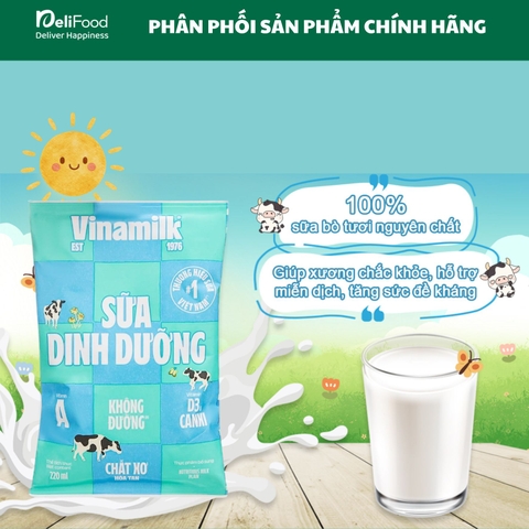 Sữa Dinh Dưỡng Vinamilk Không Đường - Túi 220ml
