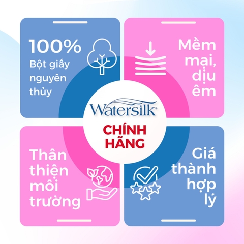 Giấy vệ sinh WaterSilk có lõi 3 lớp - Túi 10 cuộn