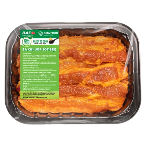 Ba chỉ ướp xốt BBQ SibaFood - khay 350g