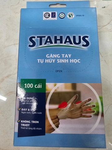 Găng tay tự hủy sinh học Stahaus - Hộp 100 cái