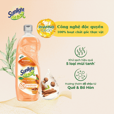 Nước Rửa Chén Sunlight Khử Mùi Tanh Hương Quế - Chai 750g