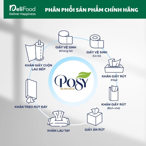 Giấy vệ sinh cao cấp Posy Luxury 4 lớp - Túi 9 cuộn