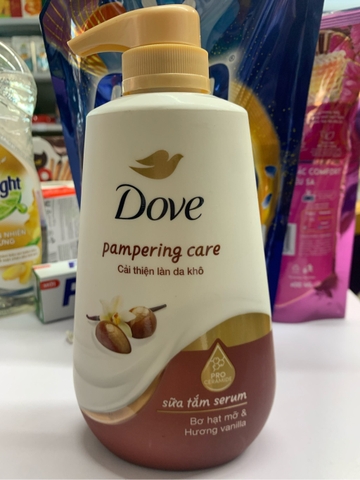 DOVE Sữa tắm serum bơ hạt mỡ và hương vanilla - Chai 500g